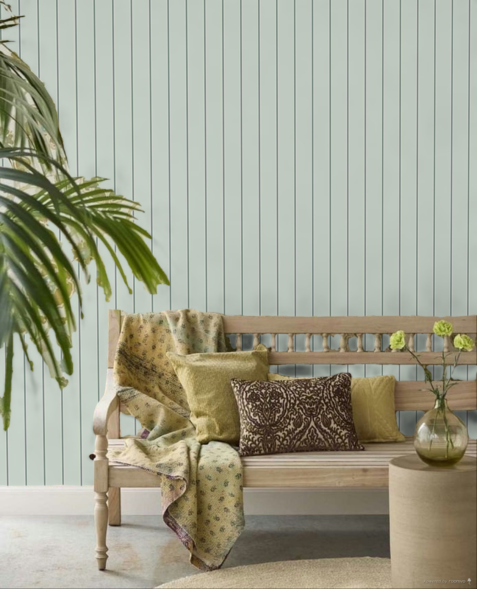 Wallpaper, green-blue, stripes, 8383, Blooming Garden 2, Parato by Cristiana Masi