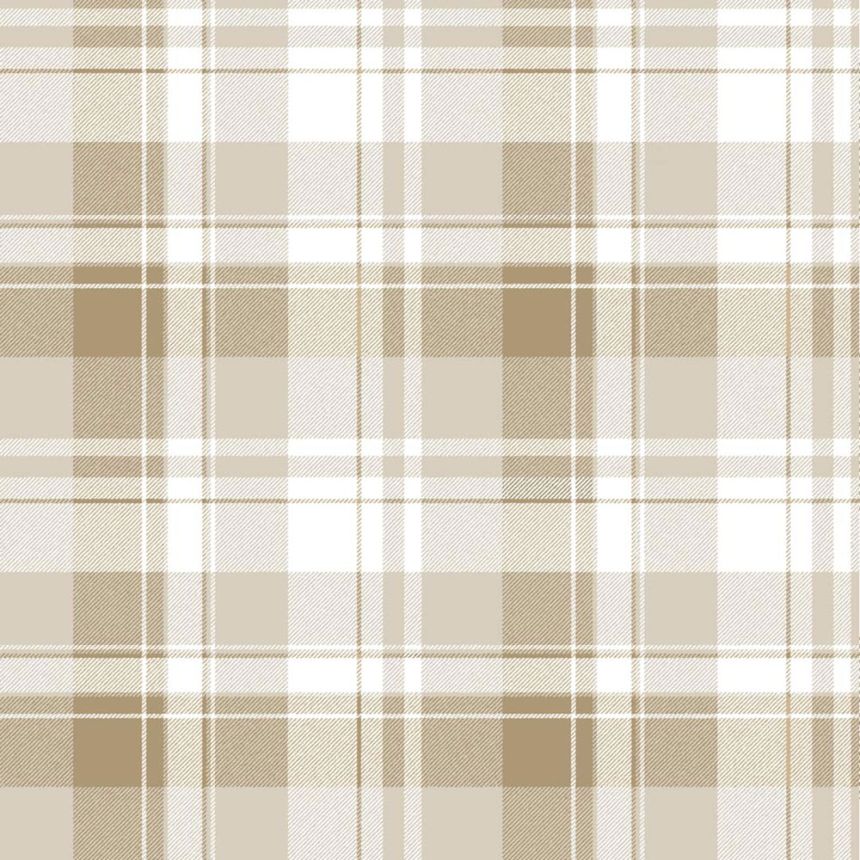Wallpaper, beige, tartan fabric imitation, 8386, Blooming Garden 2, Parato by Cristiana Masi
