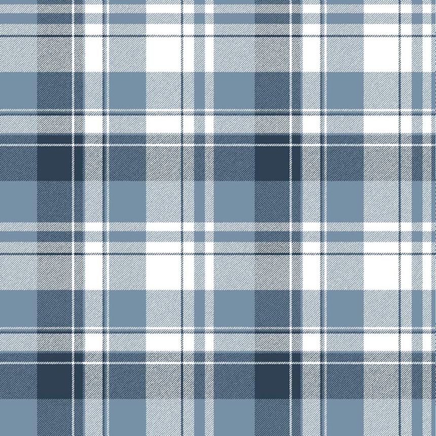 Wallpaper, blue, tartan fabric imitation, 8387, Blooming Garden 2, Parato by Cristiana Masi