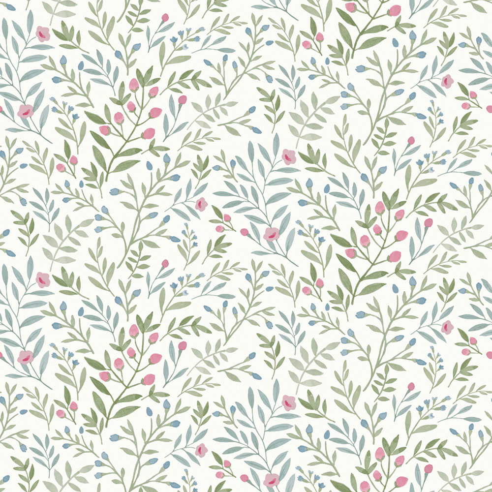 Wallpaper, green-blue, branches, A78803, Inia, Grandeco