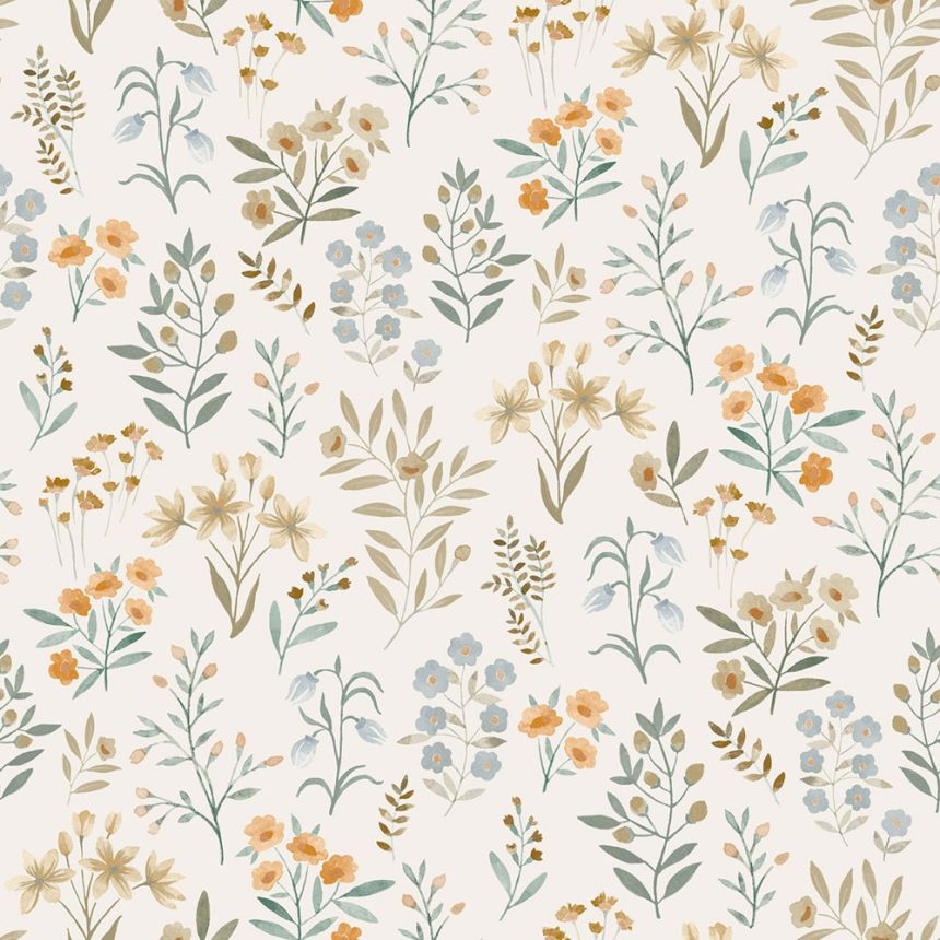 Wallpaper, blue, flowers, A80101, Inia, Grandeco