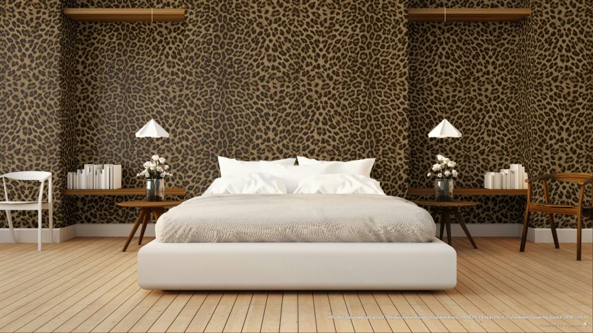 Wallpaper, brown, gold, imitation leopard skin, Z81029, Philipp Plein 2, Zambaiti Parati