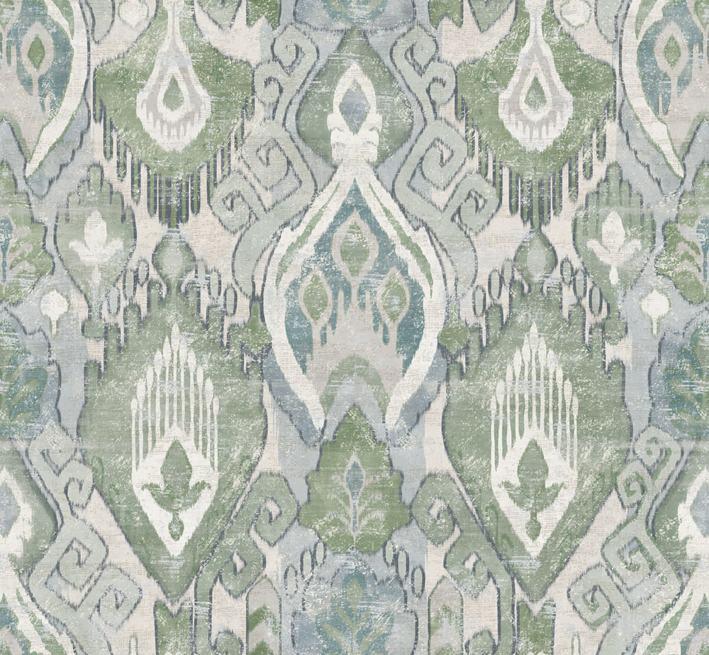 Wallpaper, green-blue, ethnic patterns, 142306, Jaipur, Graham Brown Premium