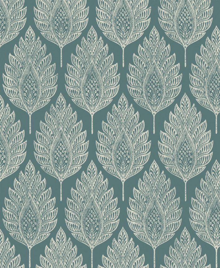 Wallpaper, turquoise, leaves, 142309, Jaipur, Graham Brown Premium
