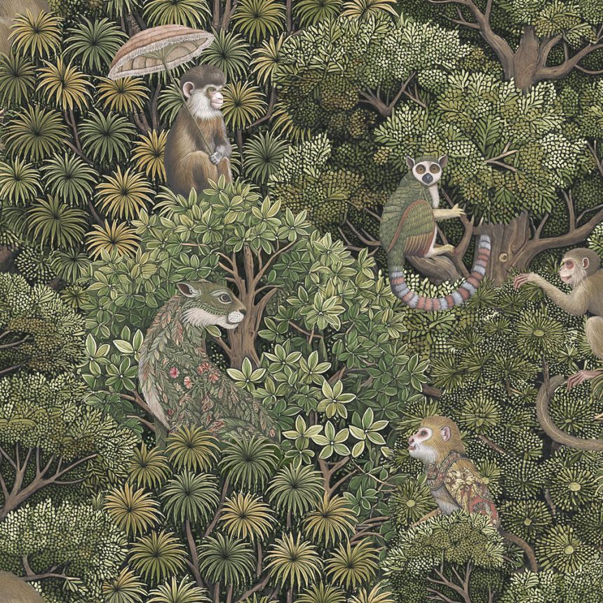 Wallpaper, green, leaves, monkeys, 142310, Jaipur, Graham Brown Premium