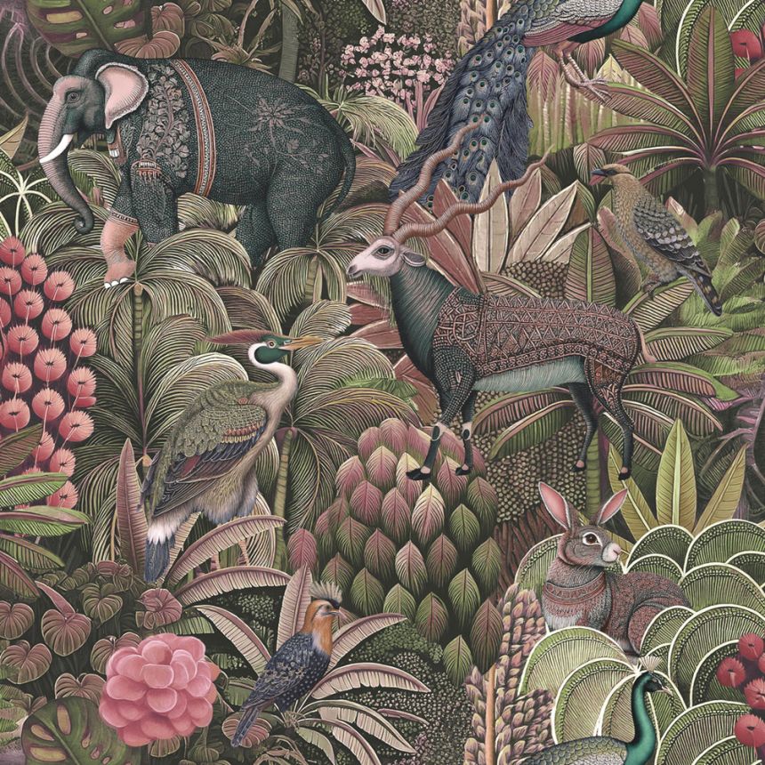 Wallpaper, pink, jungle, animals, 142314, Jaipur, Graham Brown Premium
