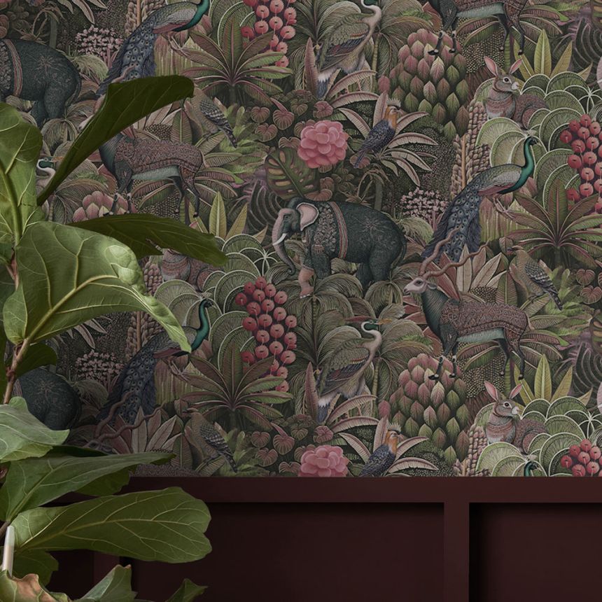 Wallpaper, pink, jungle, animals, 142314, Jaipur, Graham Brown Premium