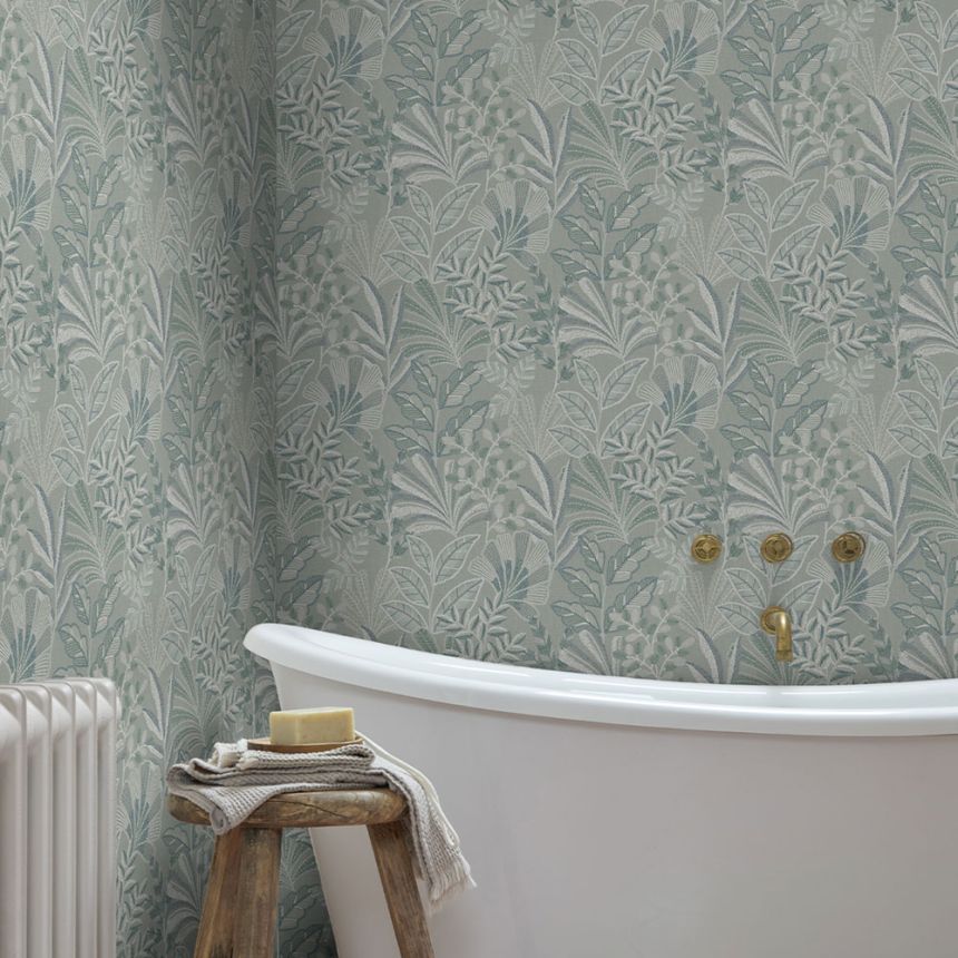 Wallpaper, turquoise, leaves, 142322, Jaipur, Graham Brown Premium
