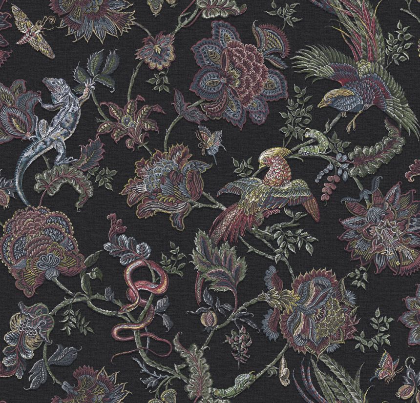 Wallpaper, black, flowers, animals, 143235, Jaipur, Graham Brown Premium