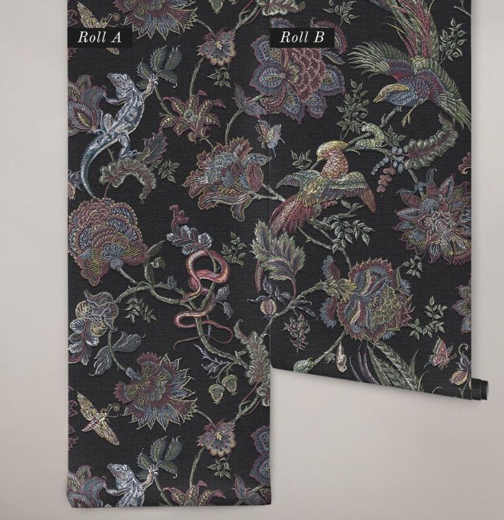 Wallpaper, black, flowers, animals, 143235, Jaipur, Graham Brown Premium