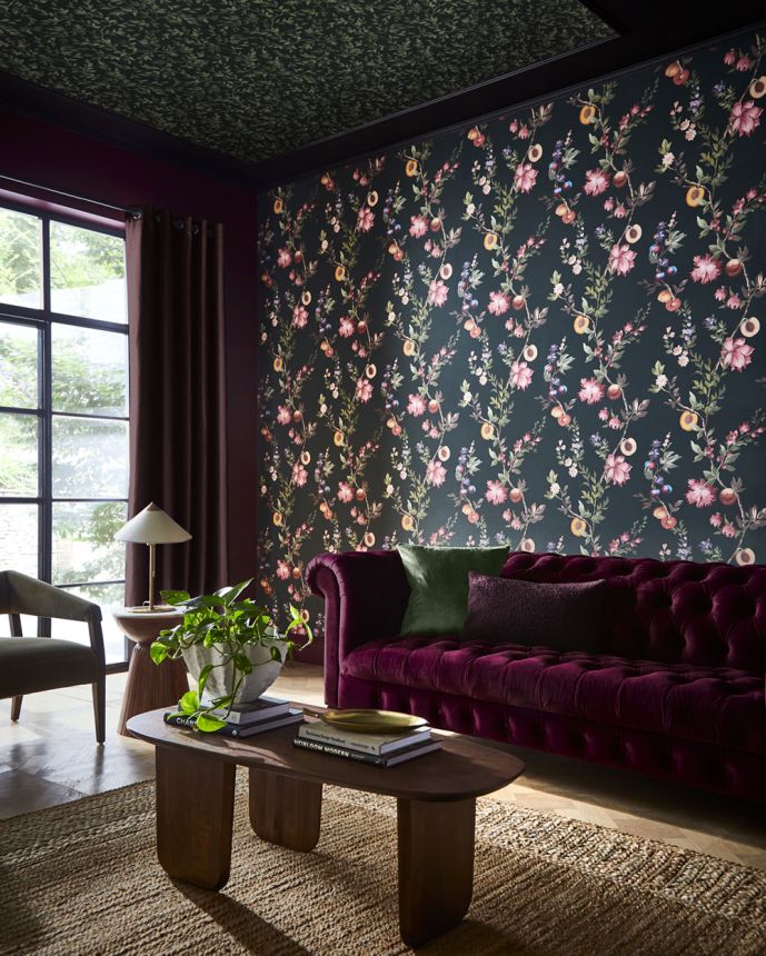 Wallpaper, black, branches, flowers, 142337, Allurium, Graham Brown Premium