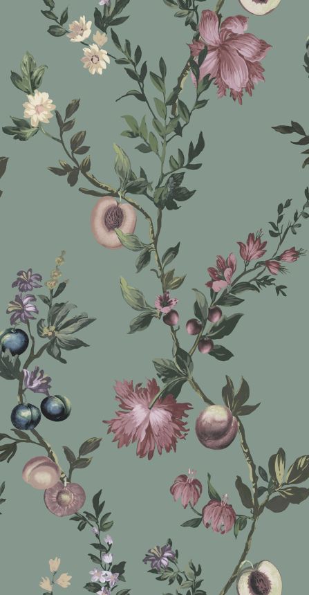 Wallpaper, green, branches, flowers, 142338, Allurium, Graham Brown Premium