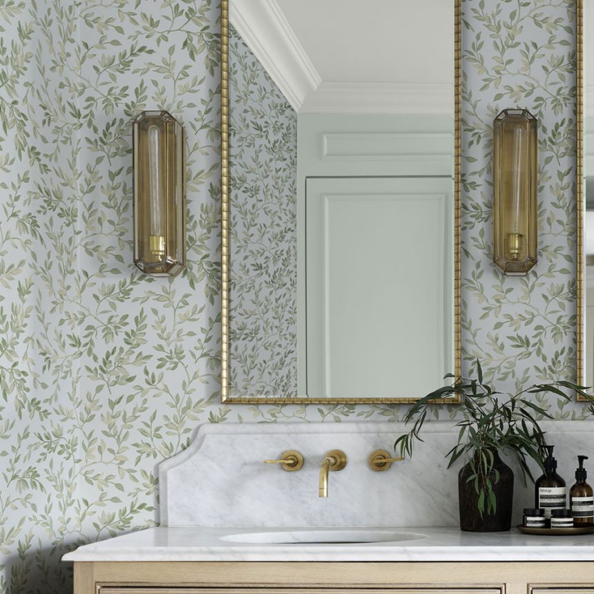 Wallpaper, blue-green, branches, leaves, 142350, Allurium, Graham Brown Premium