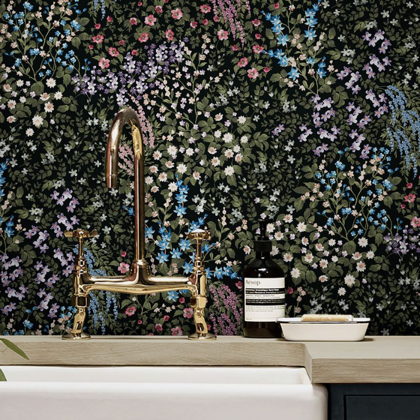 Wallpaper, black, flowers, 142351, Allurium, Graham Brown Premium