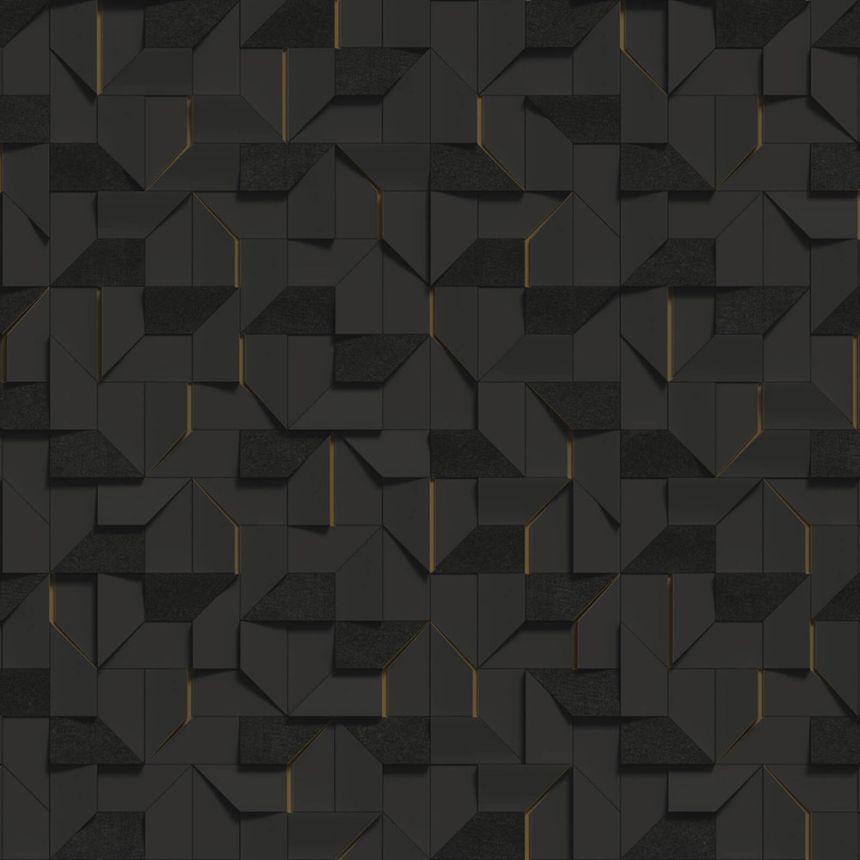 3D wallpaper, black, geometric pattern, Z81001, Philipp Plein 2, Zambaiti Parati