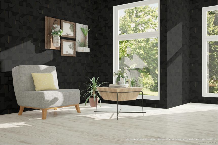 3D wallpaper, black, geometric pattern, Z81001, Philipp Plein 2, Zambaiti Parati