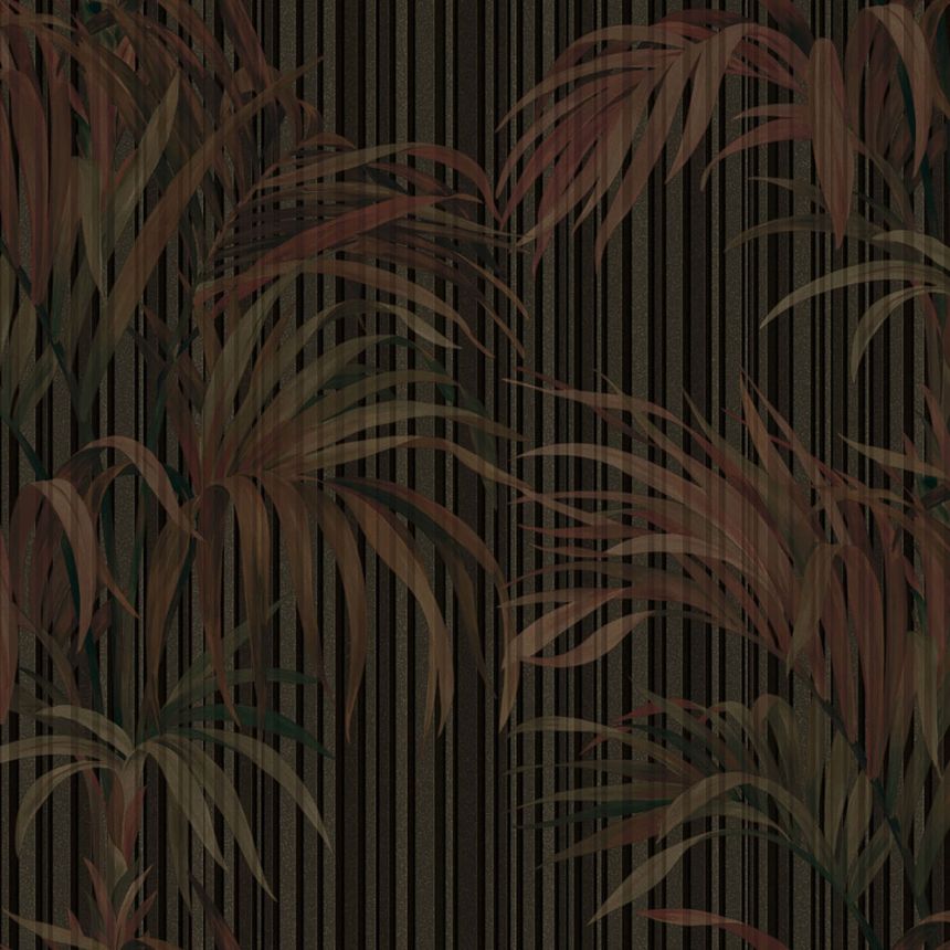 Wallpaper, black, brown, stripes, leaves, Z81014, Philipp Plein 2, Zambaiti Parati