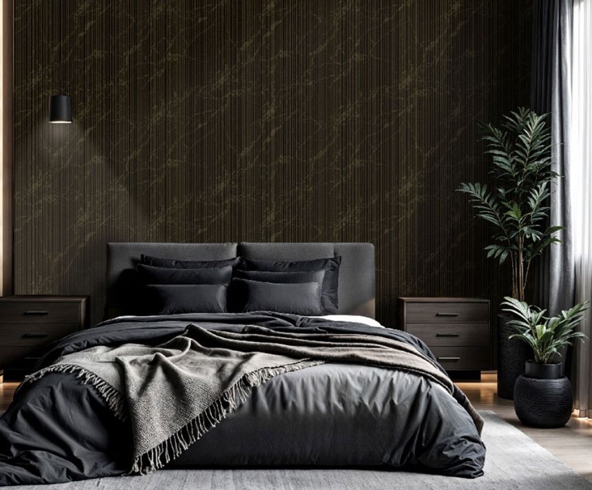 Wallpaper, black, gold, stripes, marble imitation, Z81015, Philipp Plein 2, Zambaiti Parati