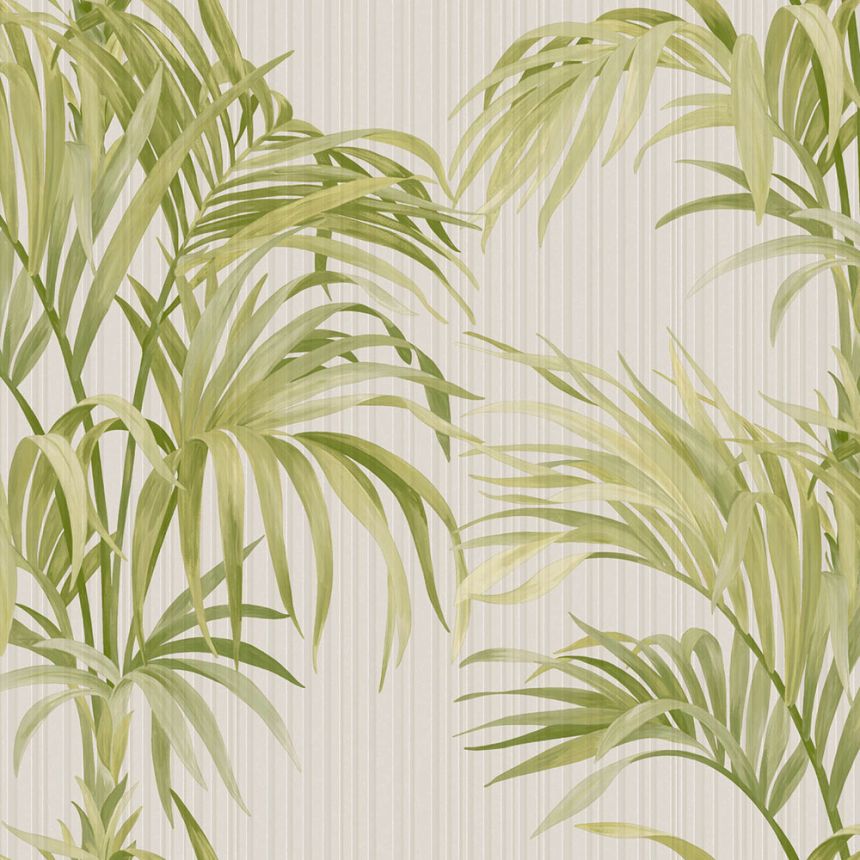 Wallpaper, white, green, stripes, leaves, Z81019, Philipp Plein 2, Zambaiti Parati