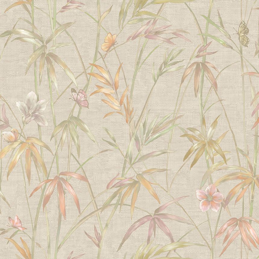Wallpaper, beige, pink, textile texture, plants, Z81046, Philipp Plein 2, Zambaiti Parati