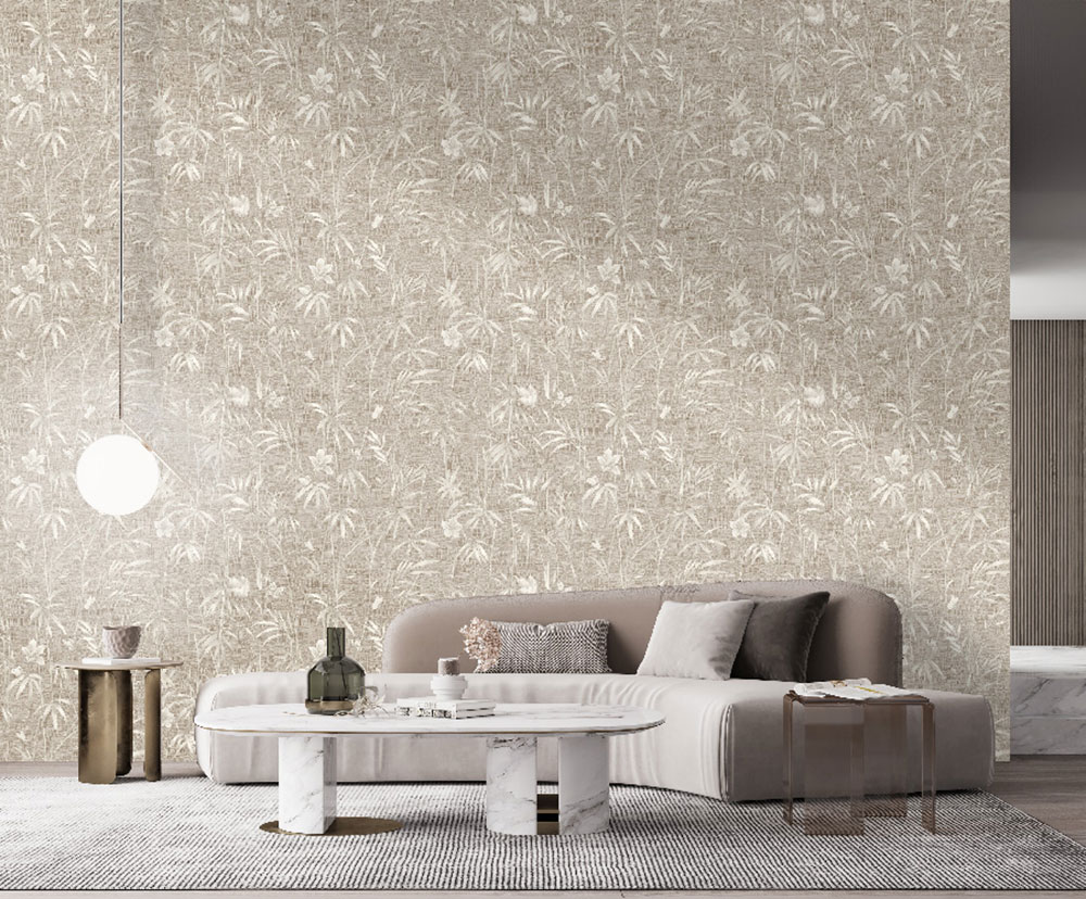 Wallpaper, beige, white, textile texture, plants, Z81051, Philipp Plein 2, Zambaiti Parati