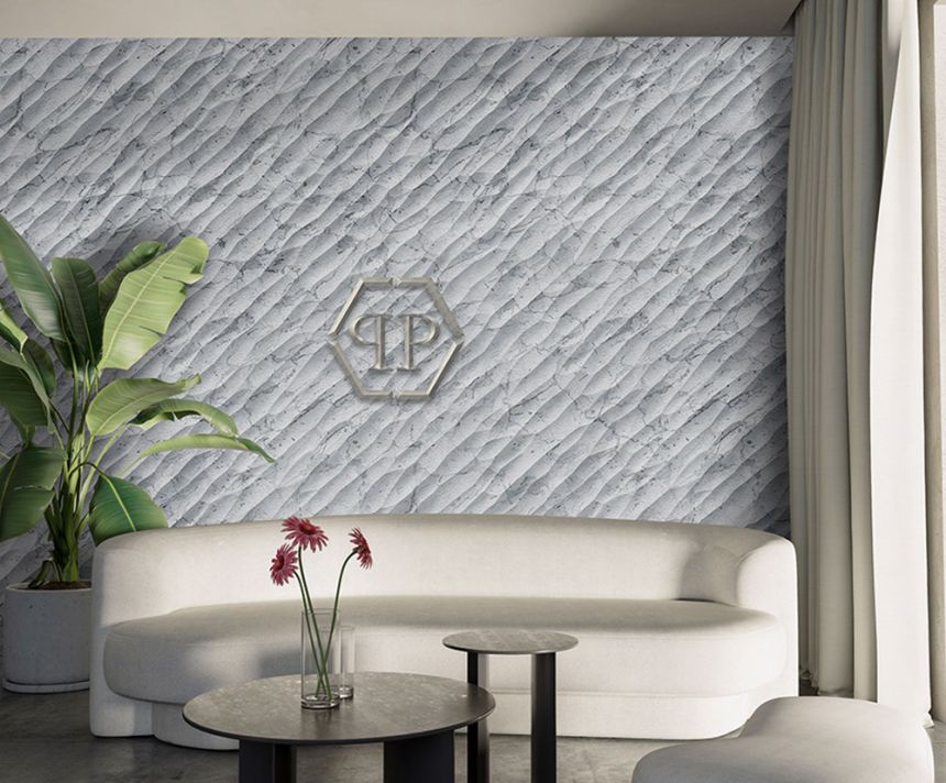 Wall mural, grey, marble, logo, Z81060, 3x3 m, Philipp Plein 2, Zambaiti Parati