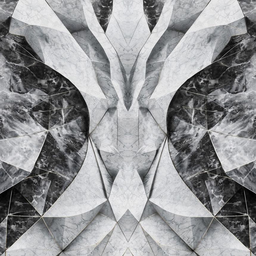 Wall mural, black, grey, marble, shapes, Z81068, 3x3 m, Philipp Plein 2, Zambaiti Parati