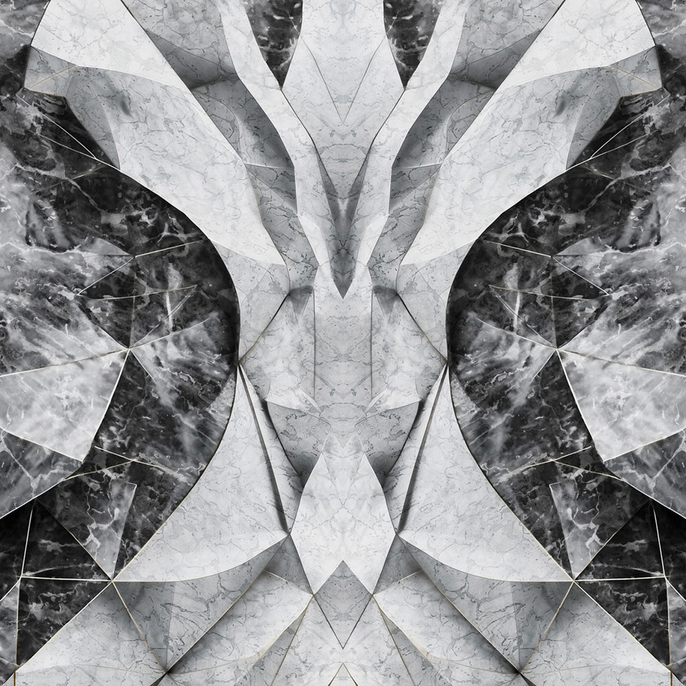 Wall mural, black, grey, marble, shapes, Z81068, 3x3 m, Philipp Plein 2, Zambaiti Parati