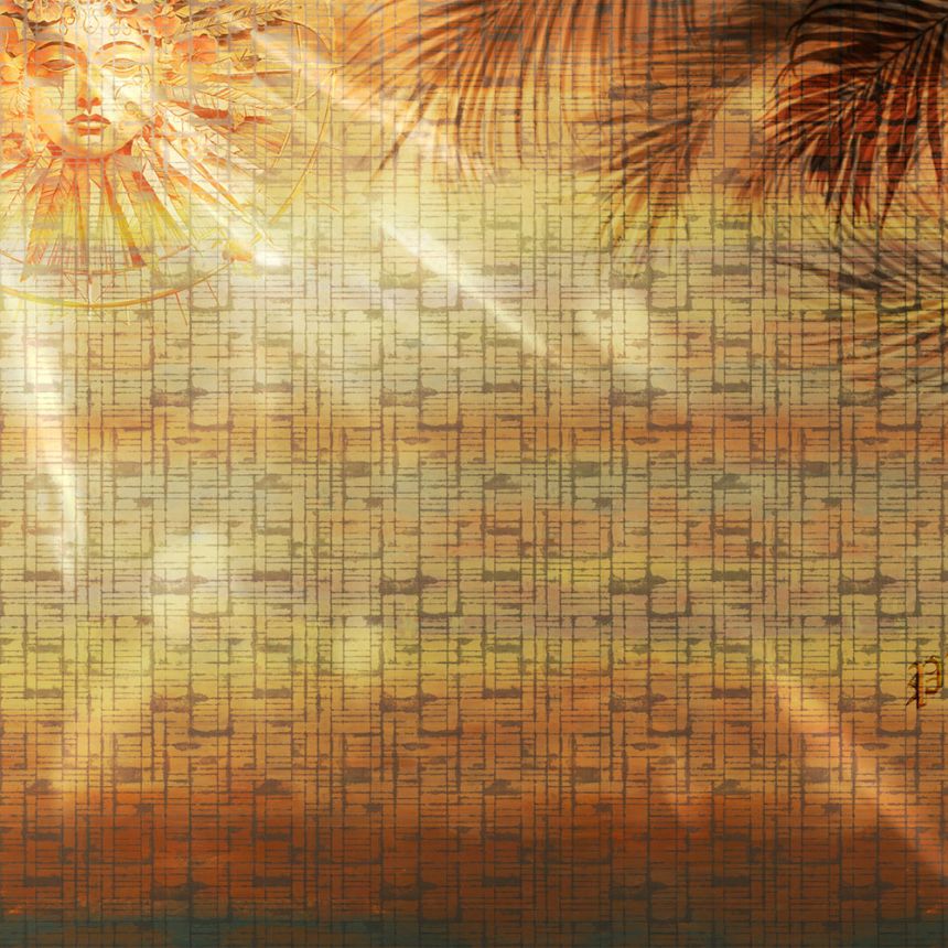 Wall mural, brown, yellow, sun, palm trees, Z81073, 5x3 m, Philipp Plein 2, Zambaiti Parati