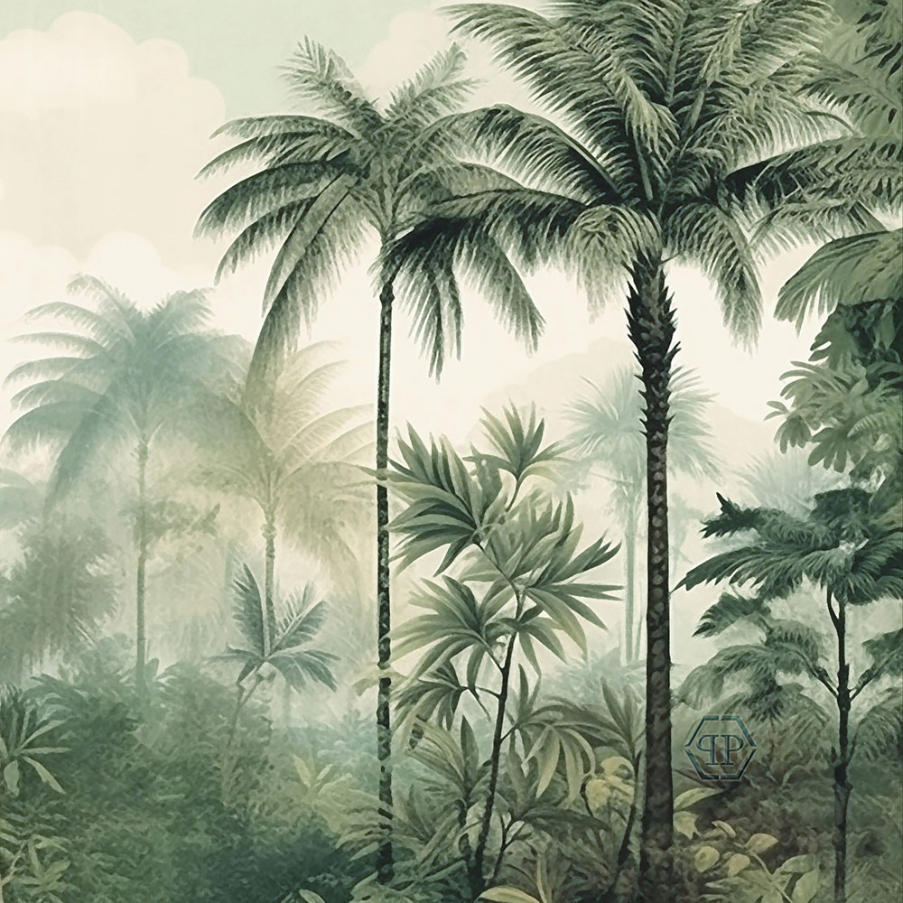 Wall mural, green, beige, tropical rainforest, Z81076, 5x3 m, Philipp Plein 2, Zambaiti Parati