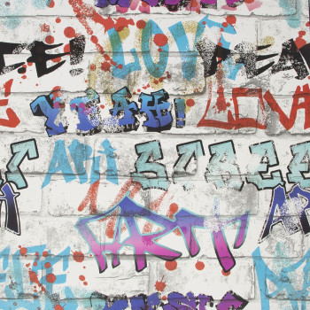 Paper wallpaper for teenagers, Graffiti Multi, 101686, Kids@Home 6, Graham & Brown