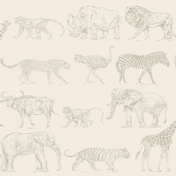 Children's non-woven wallpaper Safari, 104894 Safari Cream, Kids@Home 6, Graham & Brown