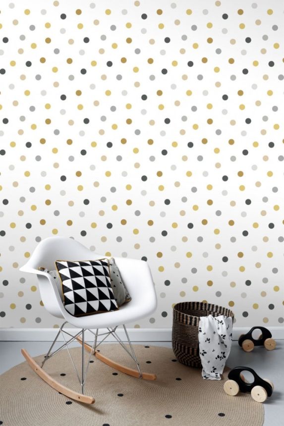 Children's non-woven wallpaper 139042, Polka dots, Let's play, Esta
