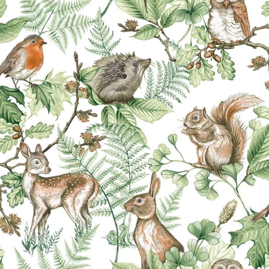 Children's non-woven wallpaper, 108569, Woodland Animals Natural,  Kids@Home 6, Graham & Brown