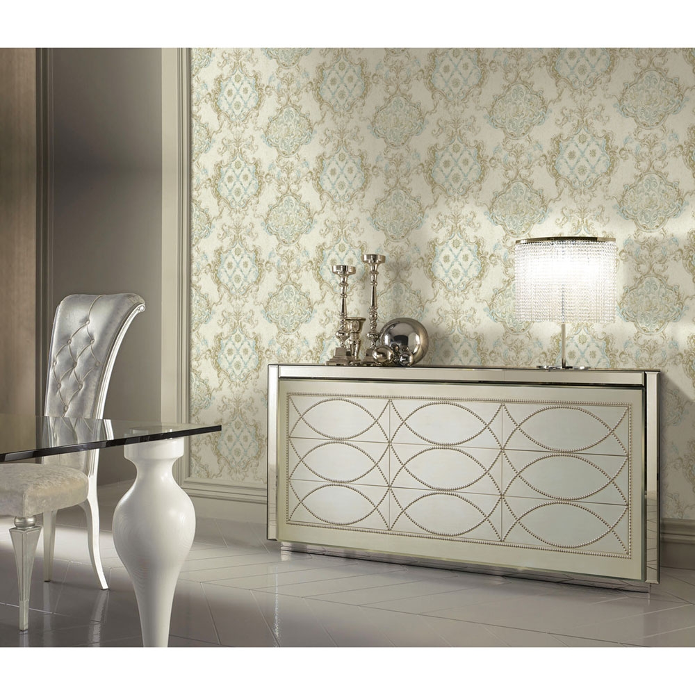 Non-woven wallpaper with a vinyl surface, Baroque pattern, Ornaments 82856, Amore, Emiliana Parati