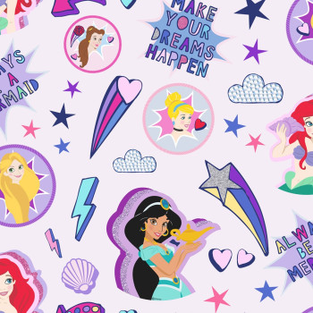 Children´s paper wallpaper Disney, 108018, Princess Badges, Kids@Home 6, Graham & Brown