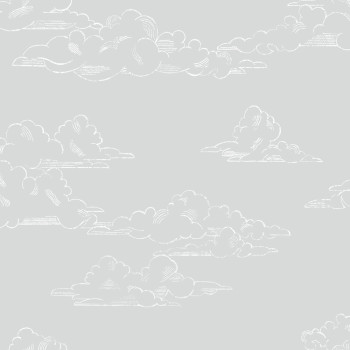 Non-woven wallpaper, sky, clouds 108555, Vintage Cloud Grey, Kids@Home 6, Graham & Brown