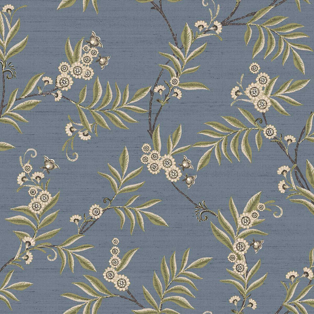 Wallpaper, blue, green, flowering branches, 7707, Agora, Parato by Cristiana Masi