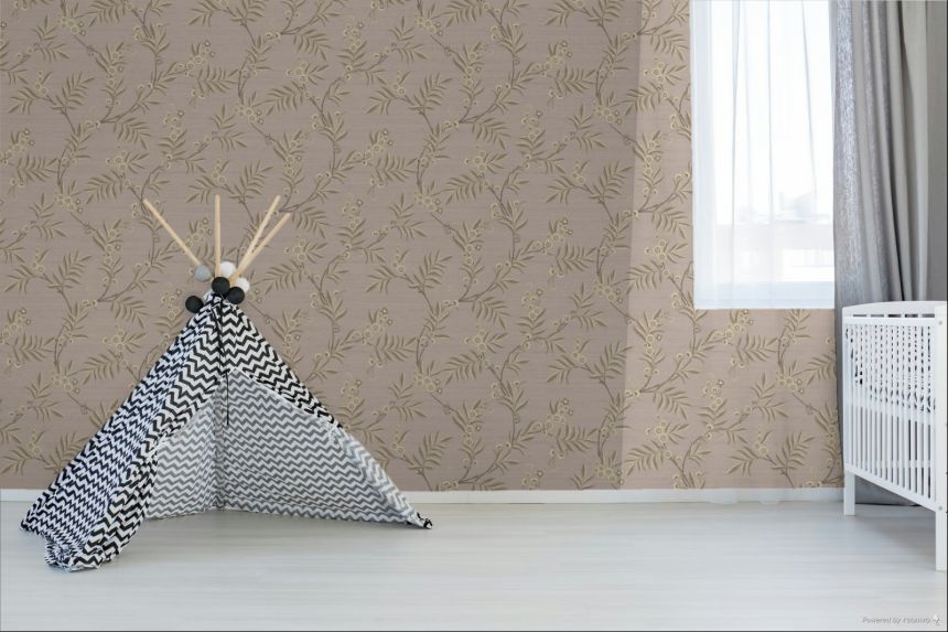 Wallpaper, grey, beige, flowering branches, 7709, Agora, Parato by Cristiana Masi