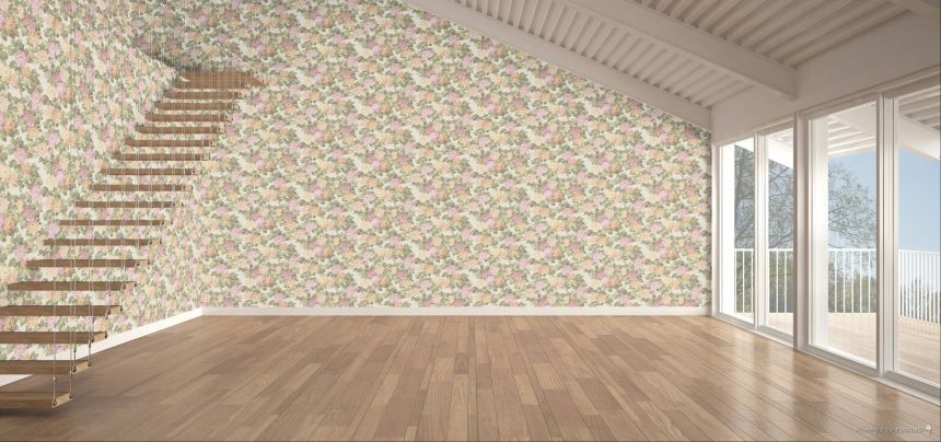 Floral wallpaper, pink, green, 7714, Agora, Parato by Cristiana Masi