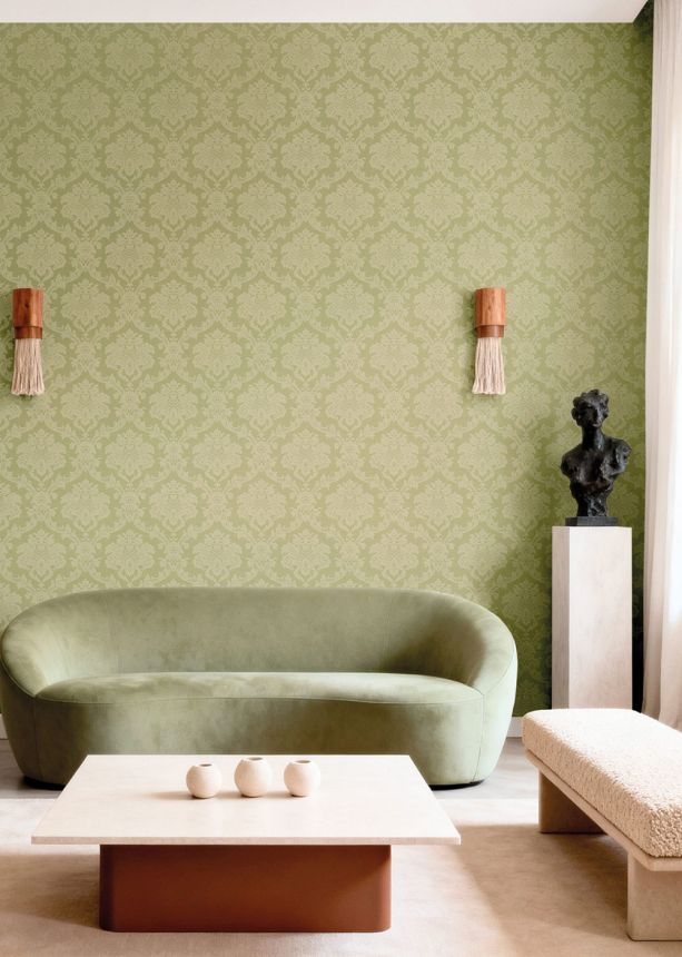 Wallpaper, green, damask pattern, 7725, Agora, Parato by Cristiana Masi