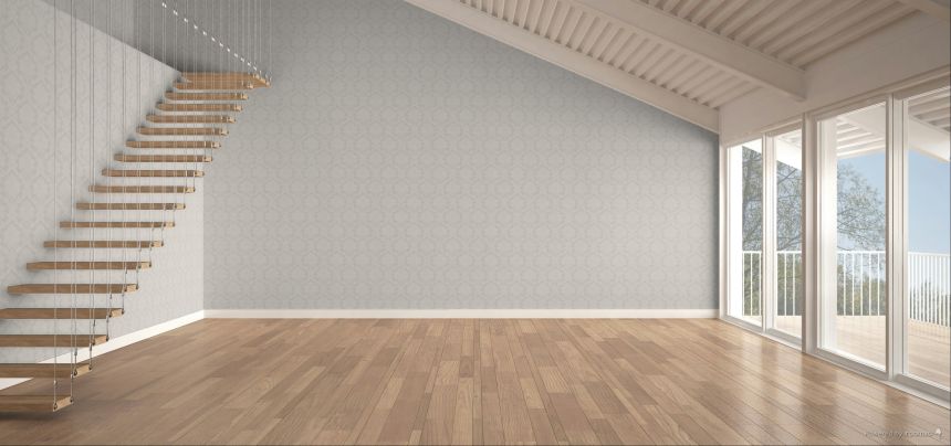 Wallpaper, grey-silver, damask pattern, 7727, Agora, Parato by Cristiana Masi