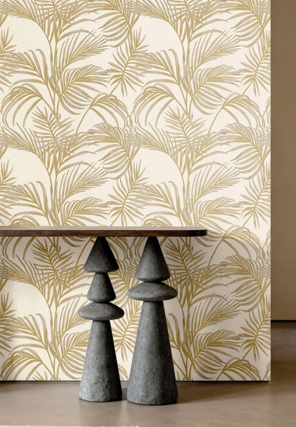 Luxury cream-beige wallpaper with palm leaves, 7731, Agora, Parato by Cristiana Masi