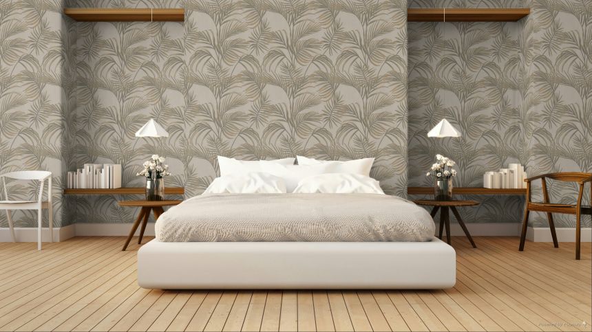 Luxury grey wallpaper with palm leaves, 7733, Agora, Parato by Cristiana Masi