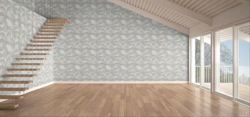 Luxury cream wallpaper with palm leaves, 7736, Agora, Parato by Cristiana Masi