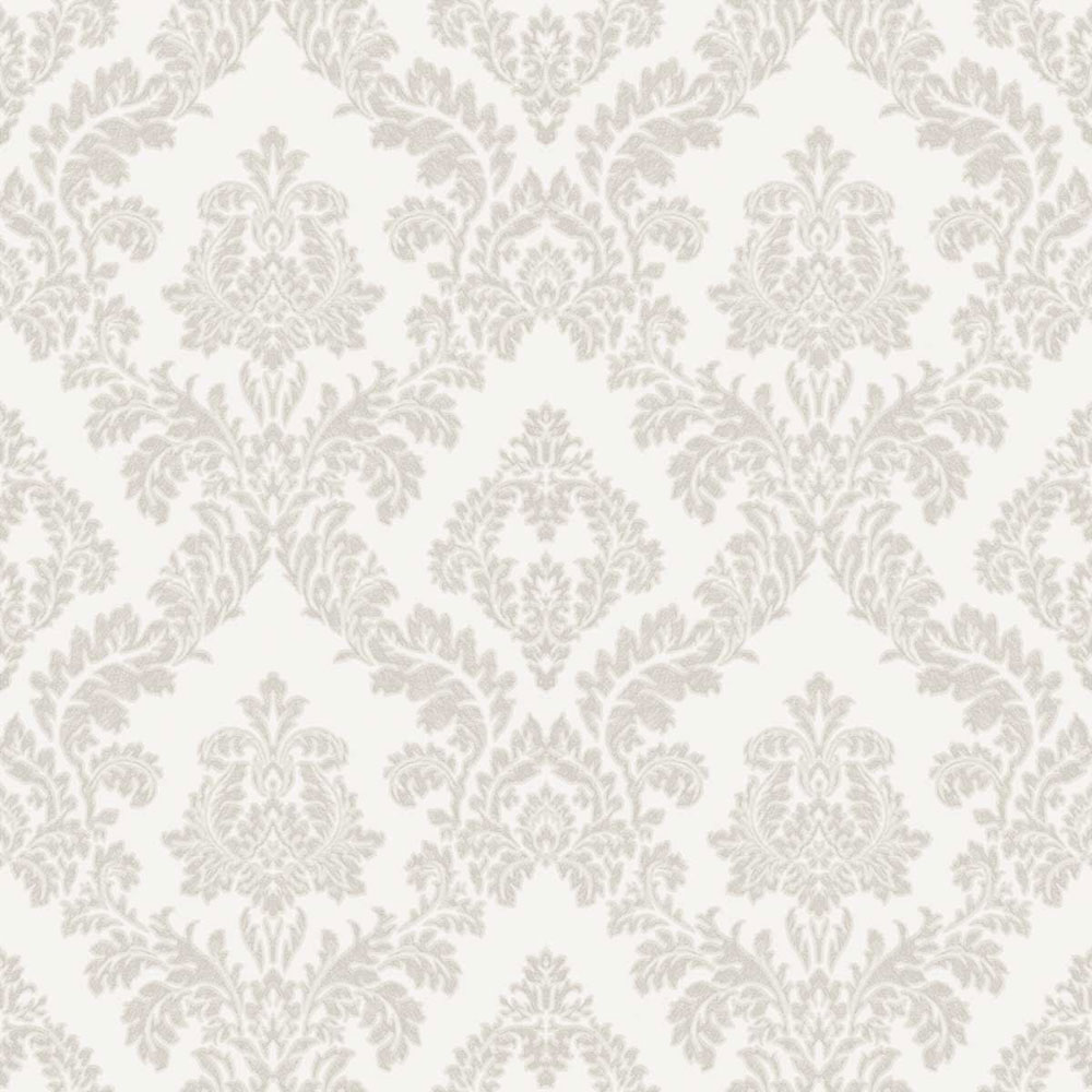 Wallpaper, silver-white, damask pattern, 7741, Agora, Parato by Cristiana Masi