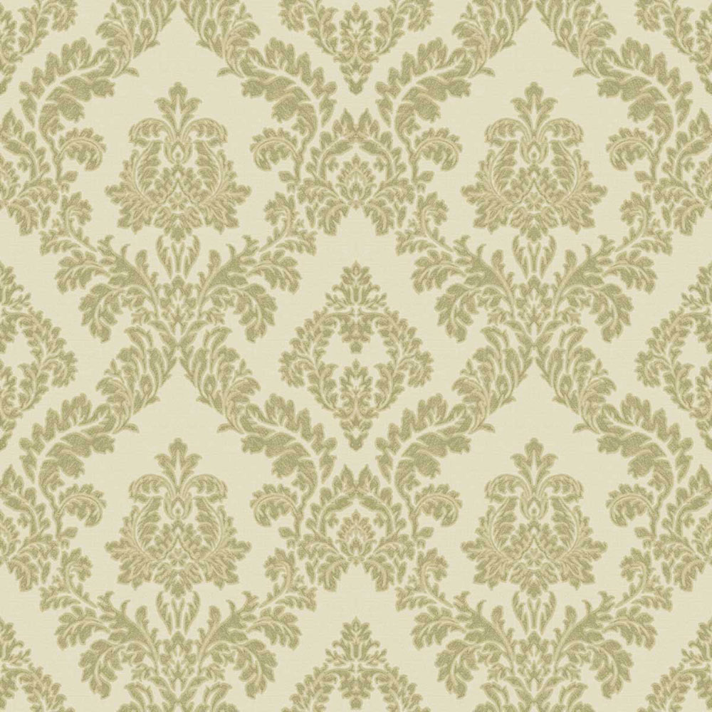 Wallpaper, yellow-green, damask pattern, 7745, Agora, Parato by Cristiana Masi