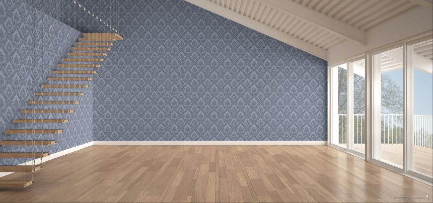 Wallpaper, blue, damask pattern, 7747, Agora, Parato by Cristiana Masi