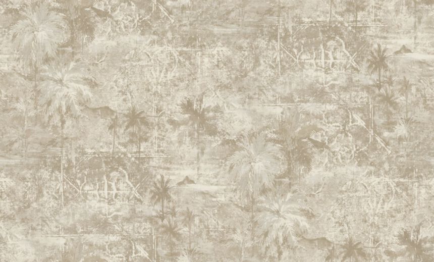 Wallpaper, grey-beige, palm leaves, 74001, Armonia, Emiliana Parati
