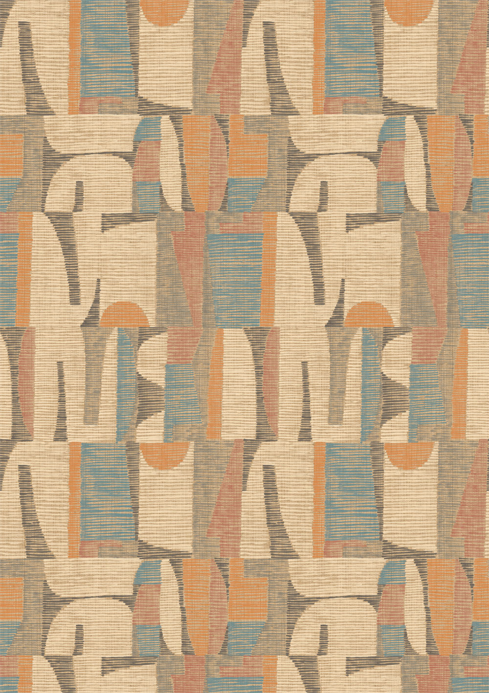Geometric Mural Wallpaper, Beige, Grey, IMD28100, Imani, Decoprint
